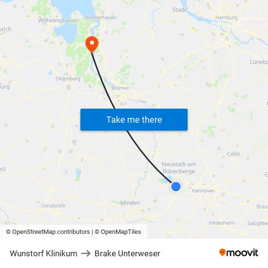 Wunstorf Klinikum to Brake Unterweser map