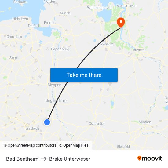 Bad Bentheim to Brake Unterweser map