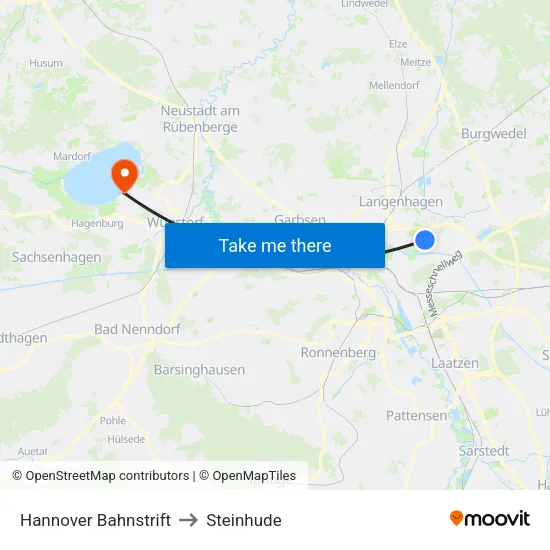 Hannover Bahnstrift to Steinhude map