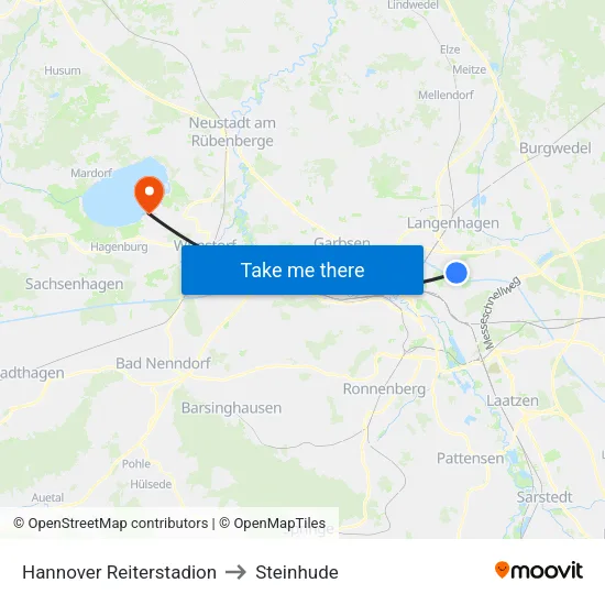 Hannover Reiterstadion to Steinhude map