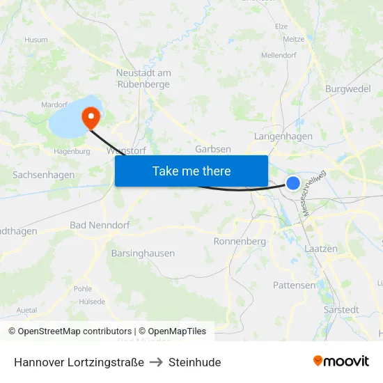 Hannover Lortzingstraße to Steinhude map