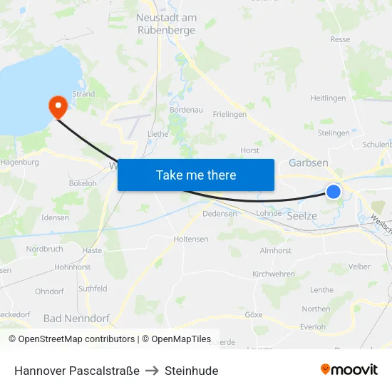 Hannover Pascalstraße to Steinhude map