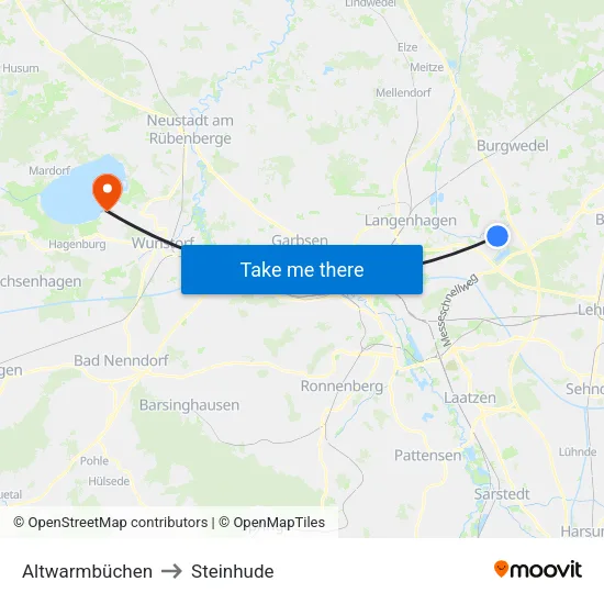 Altwarmbüchen to Steinhude map