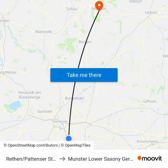 Rethen/Pattenser Straße to Munster Lower Saxony Germany map