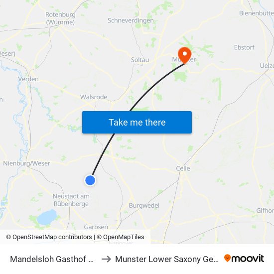 Mandelsloh Gasthof Wiebe to Munster Lower Saxony Germany map