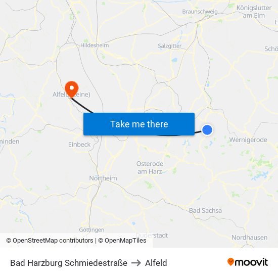 Bad Harzburg Schmiedestraße to Alfeld map