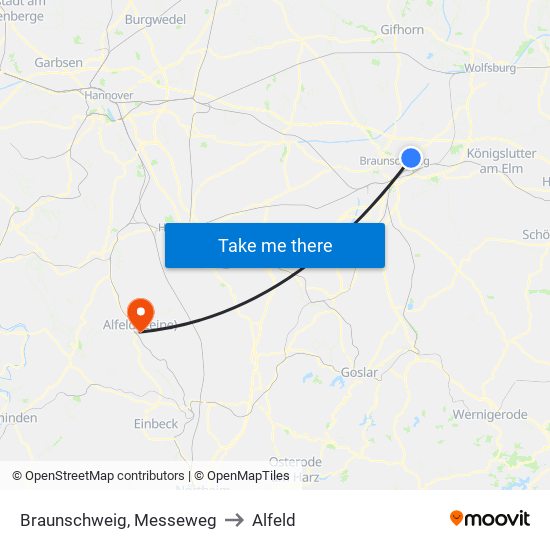 Braunschweig, Messeweg to Alfeld map