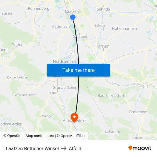 Laatzen Rethener Winkel to Alfeld map