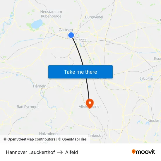 Hannover Lauckerthof to Alfeld map