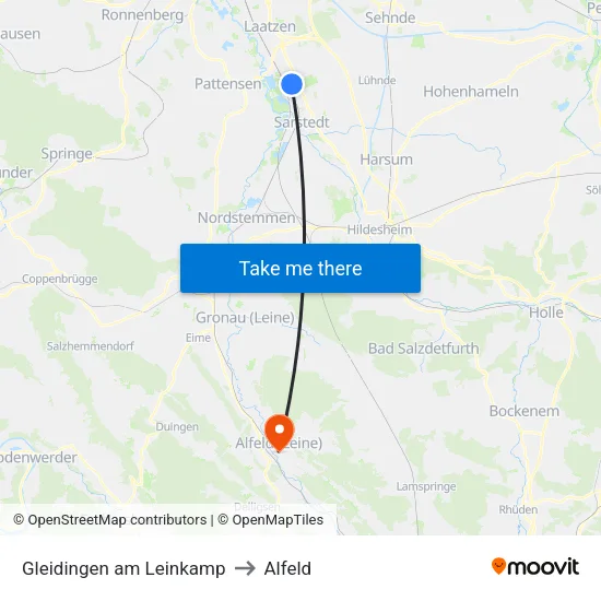 Gleidingen am Leinkamp to Alfeld map