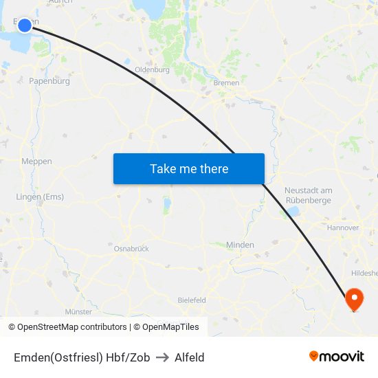 Emden(Ostfriesl) Hbf/Zob to Alfeld map