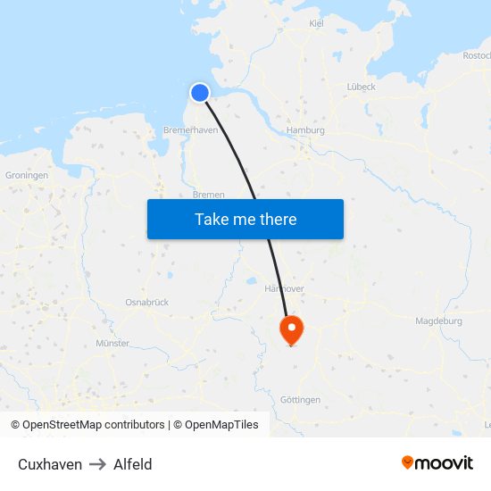 Cuxhaven to Alfeld map