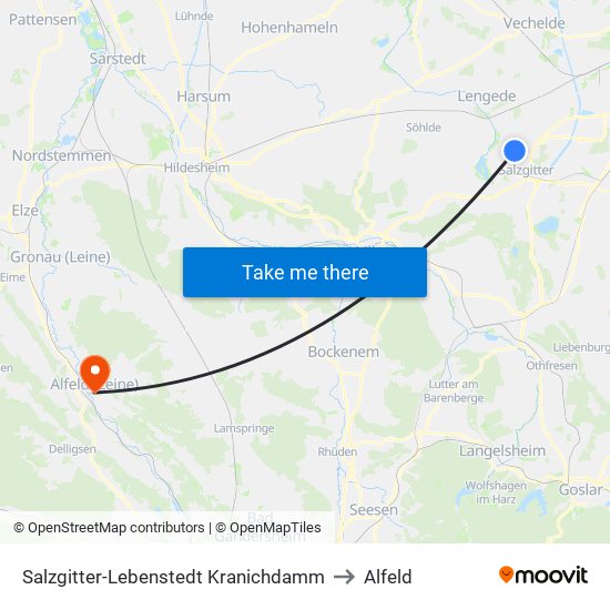 Salzgitter-Lebenstedt Kranichdamm to Alfeld map