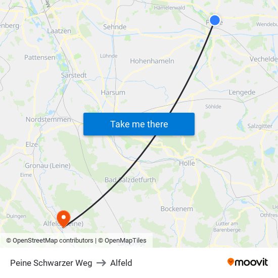 Peine Schwarzer Weg to Alfeld map