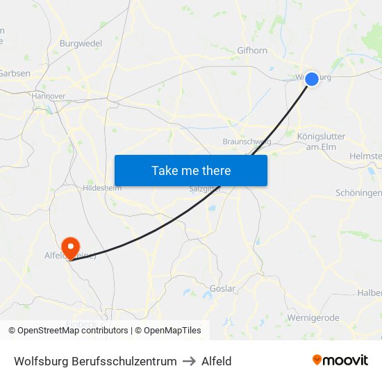 Wolfsburg Berufsschulzentrum to Alfeld map