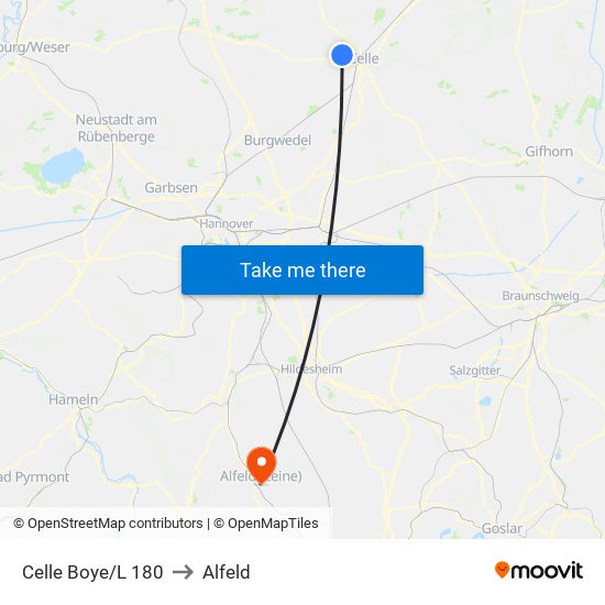 Celle Boye/L 180 to Alfeld map