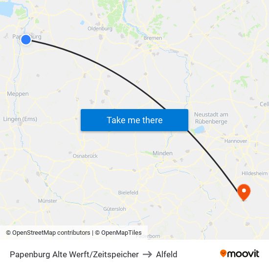 Papenburg Alte Werft/Zeitspeicher to Alfeld map