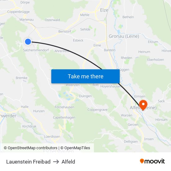 Lauenstein Freibad to Alfeld map