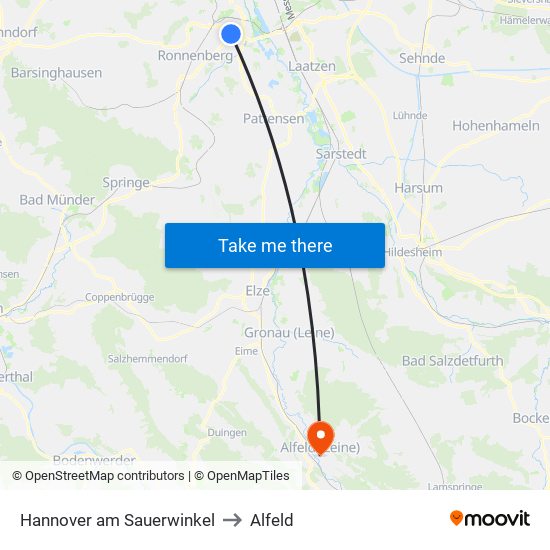 Hannover am Sauerwinkel to Alfeld map