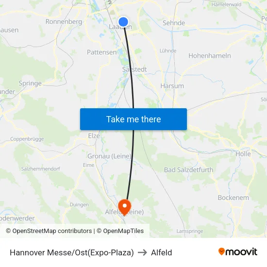 Hannover Messe/Ost(Expo-Plaza) to Alfeld map