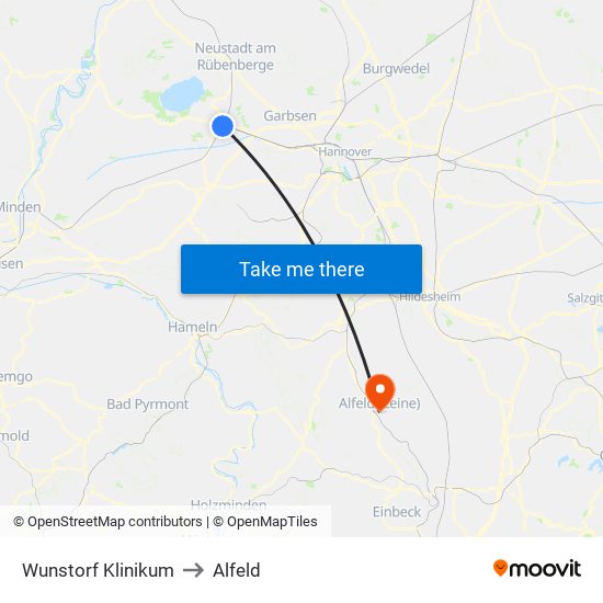 Wunstorf Klinikum to Alfeld map