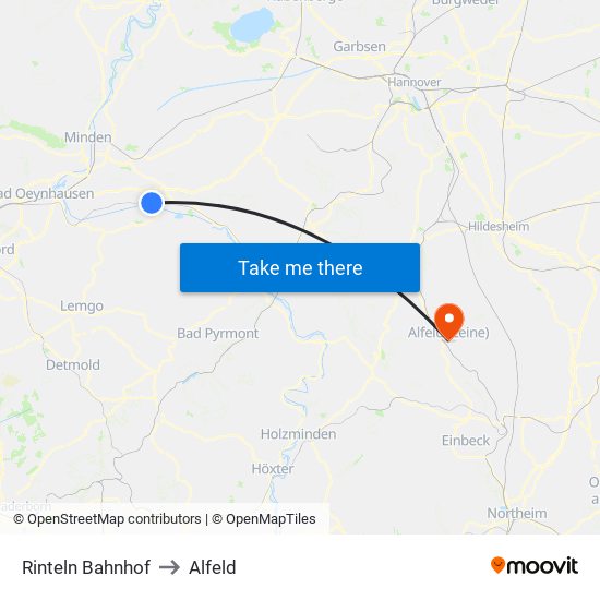 Rinteln Bahnhof to Alfeld map