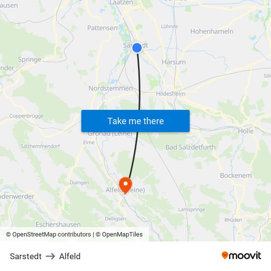 Sarstedt to Alfeld map