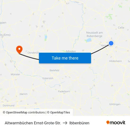 Altwarmbüchen Ernst-Grote-Str. to Ibbenbüren map