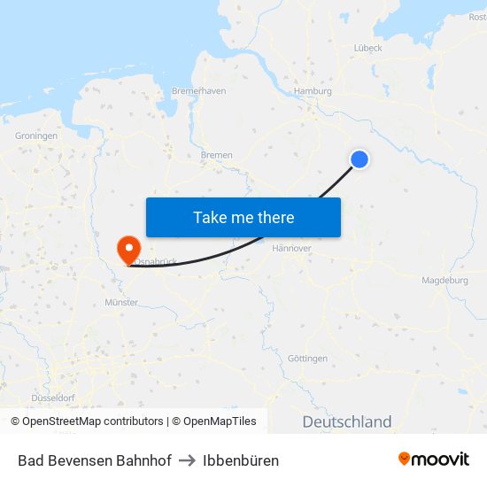 Bad Bevensen Bahnhof to Ibbenbüren map