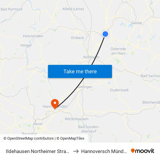 Ildehausen Northeimer Straße to Hannoversch Münden map