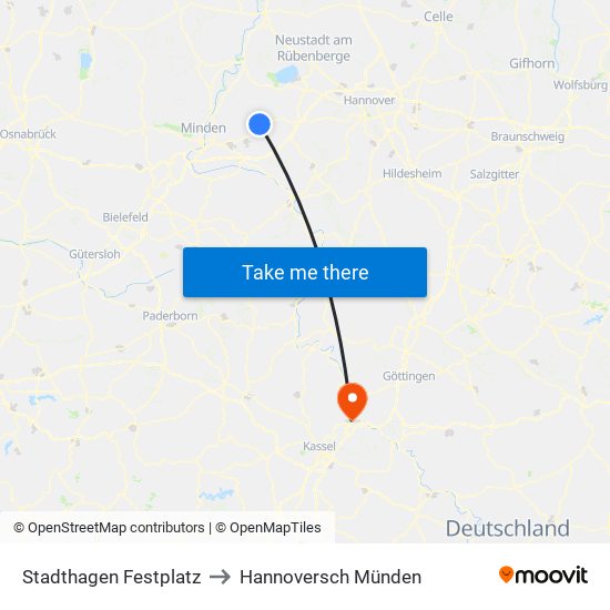 Stadthagen Festplatz to Hannoversch Münden map