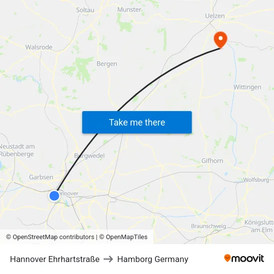 Hannover Gedenkstätte Ahlem to Hamborg Germany map