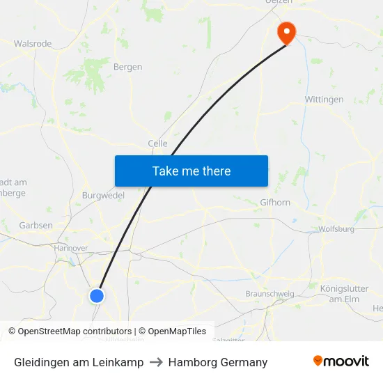Gleidingen am Leinkamp to Hamborg Germany map