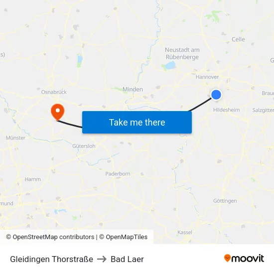 Gleidingen Thorstraße to Bad Laer map
