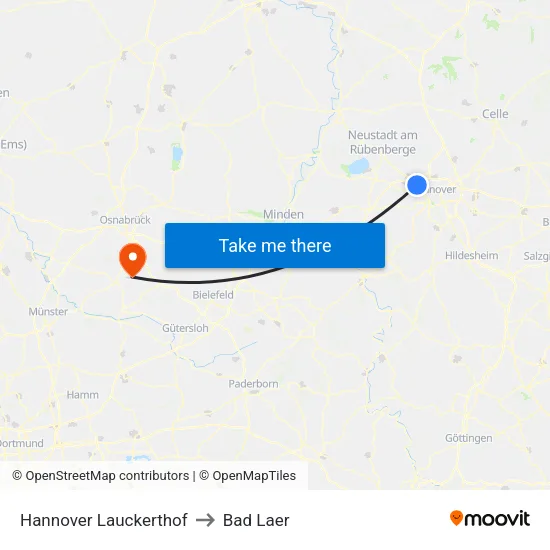 Hannover Lauckerthof to Bad Laer map