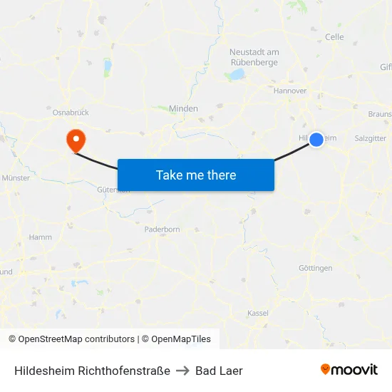 Hildesheim Richthofenstraße to Bad Laer map