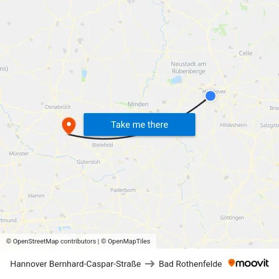 Hannover Bernhard-Caspar-Straße to Bad Rothenfelde map