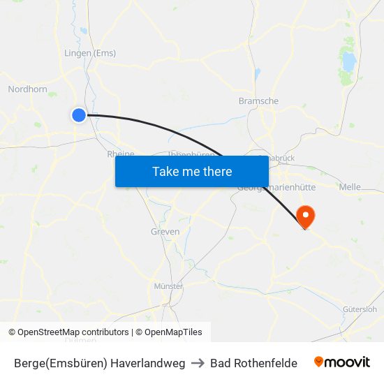 Berge(Emsbüren) Haverlandweg to Bad Rothenfelde map