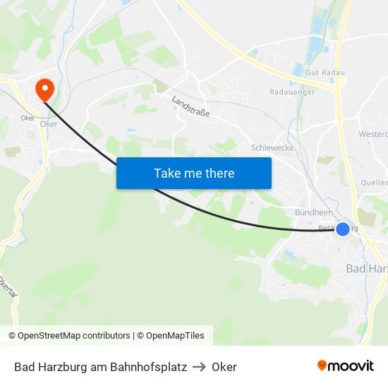 Bad Harzburg am Bahnhofsplatz to Oker map