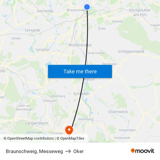 Braunschweig, Messeweg to Oker map