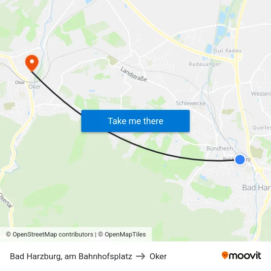 Bad Harzburg, am Bahnhofsplatz to Oker map