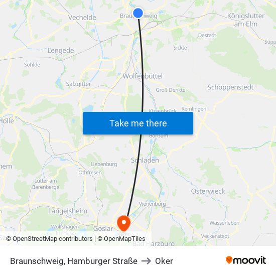 Braunschweig, Hamburger Straße to Oker map