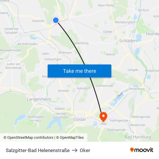 Salzgitter-Bad Helenenstraße to Oker map