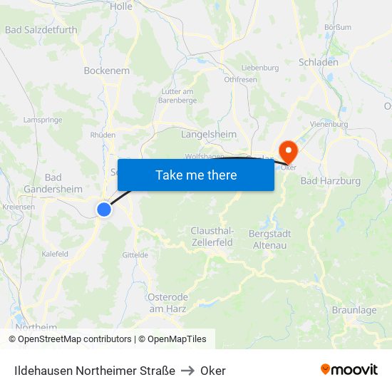 Ildehausen Northeimer Straße to Oker map