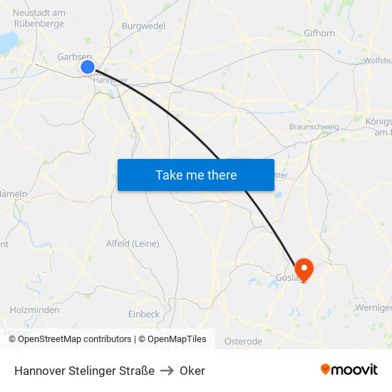 Hannover Stelinger Straße to Oker map
