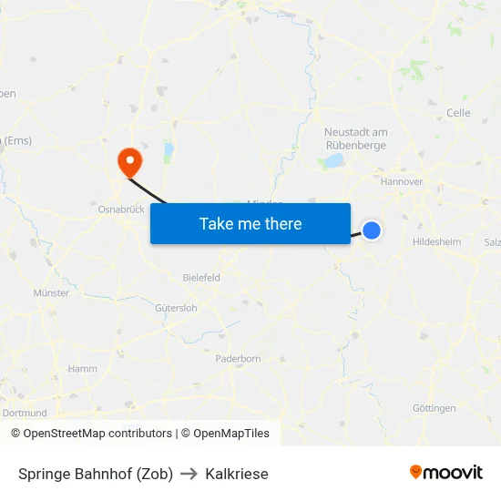 Springe Bahnhof (Zob) to Kalkriese map