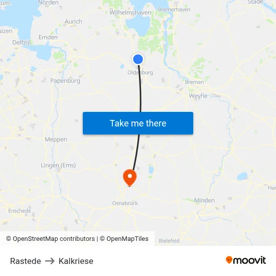 Rastede to Kalkriese map