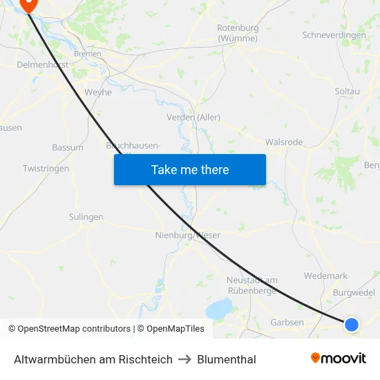 Altwarmbüchen am Rischteich to Blumenthal map