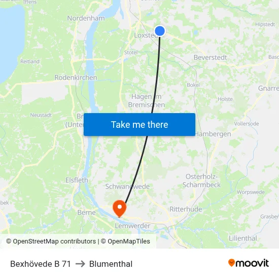 Bexhövede B 71 to Blumenthal map