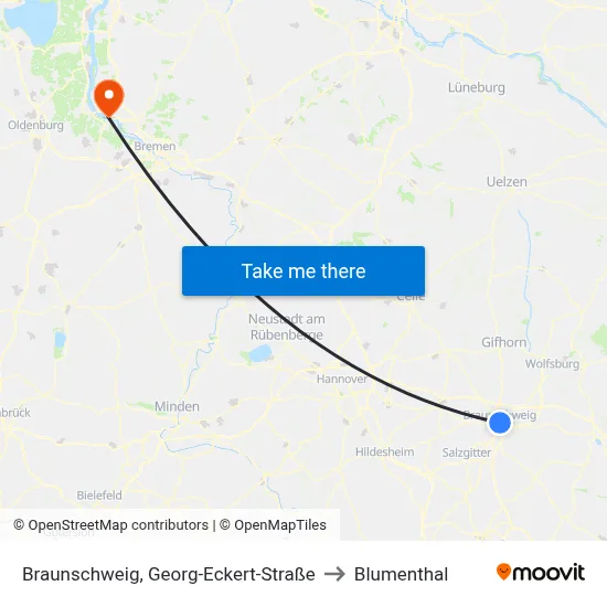 Braunschweig, Georg-Eckert-Straße to Blumenthal map